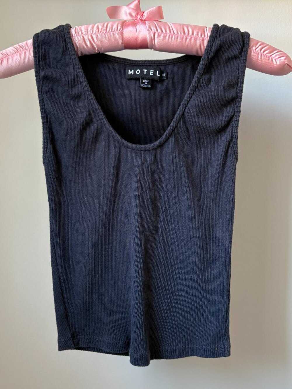 Motel Navy Ribbed Sleeveless Top